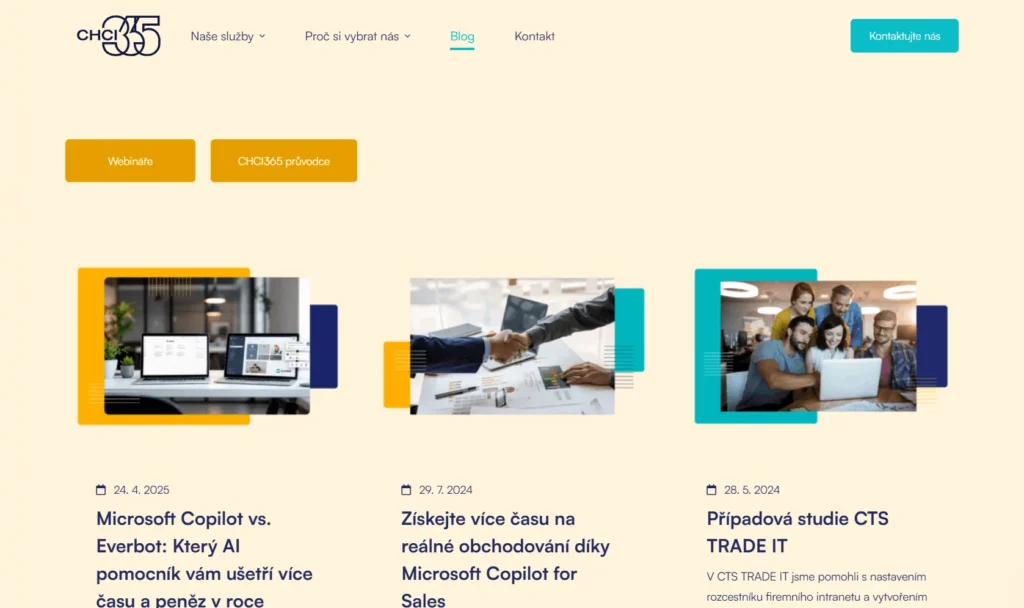 Úpravy webu pro CHCI365 3