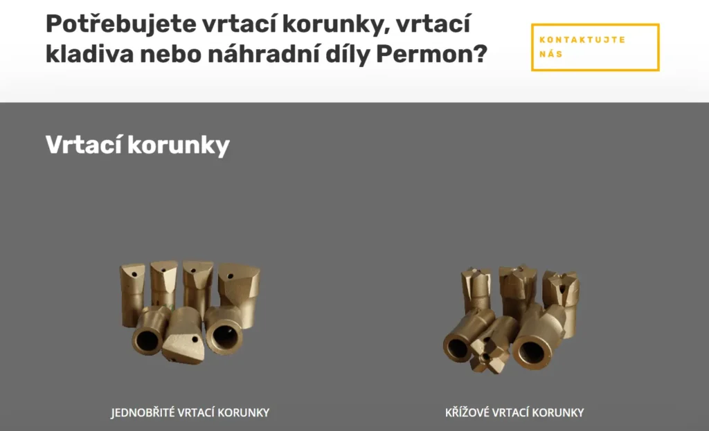 Web pro firmu nabízející vrtací korunky 2