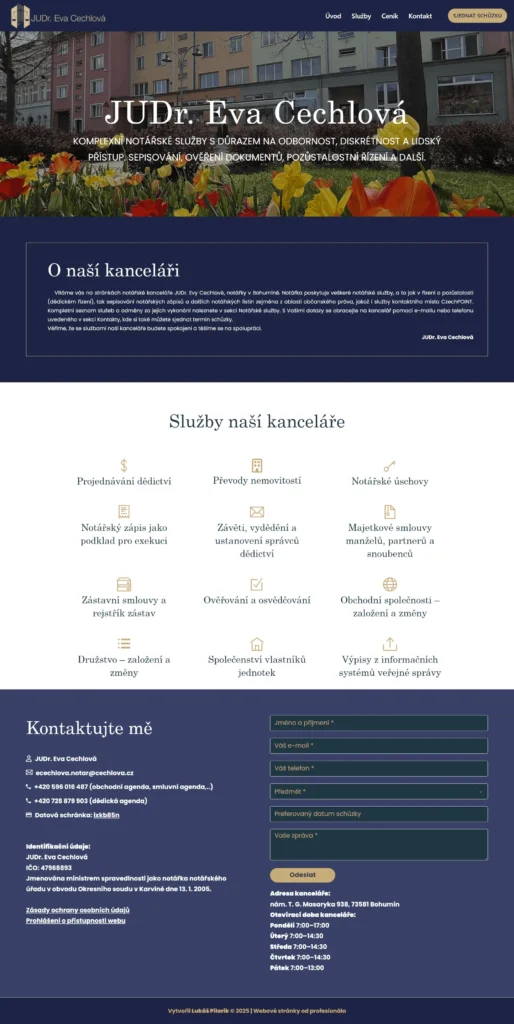 Web pro notářku