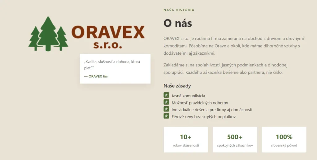 Web pro ORAVEX 6