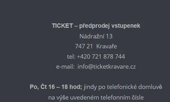 Web pro předprodej vstupenek 2
