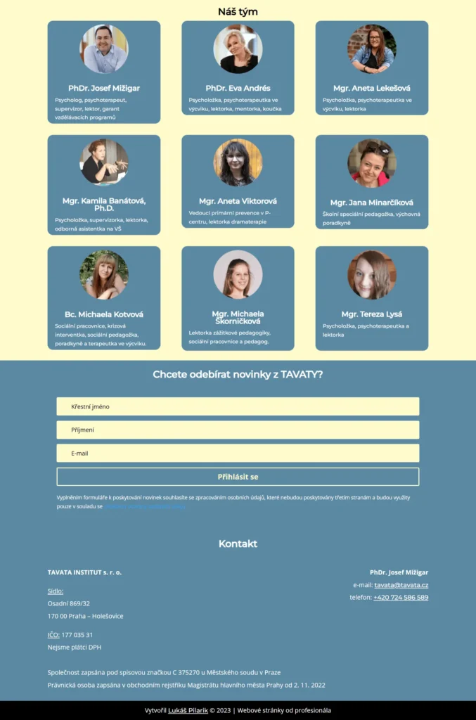 Web pro TAVATU 3